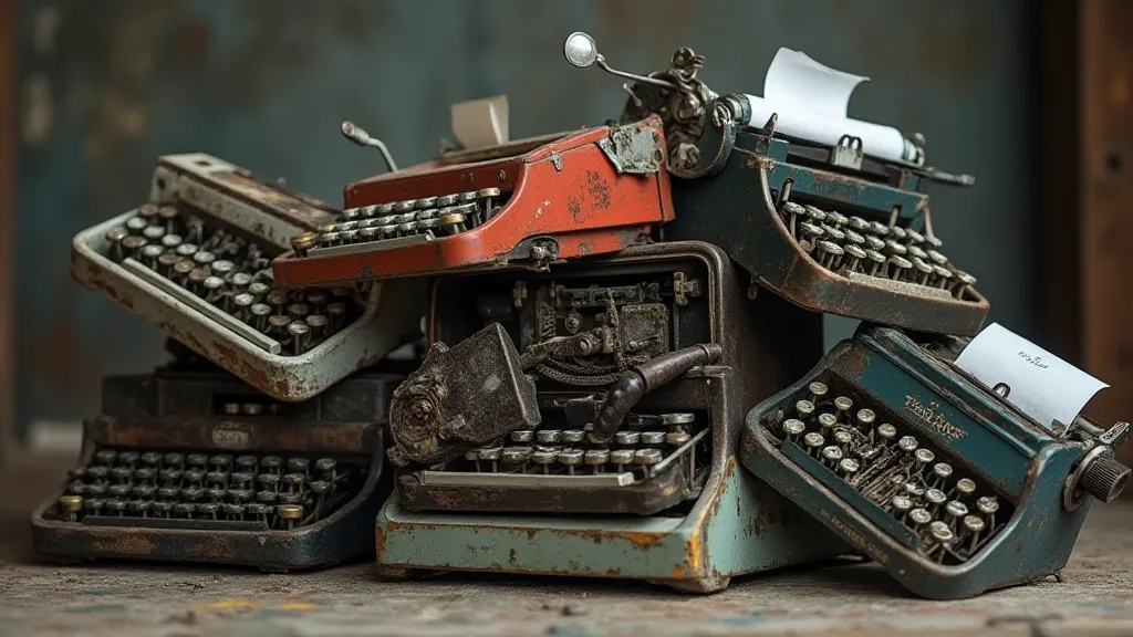 Pile of broken typewriters