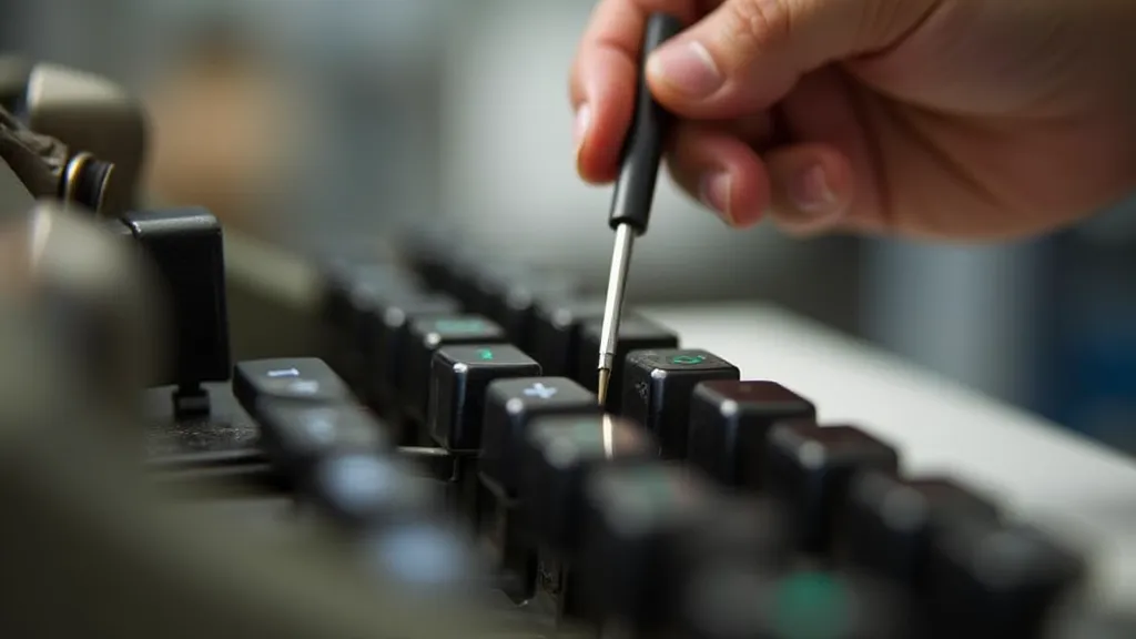 Hand applying oil to typewriter lever