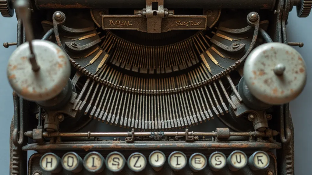 Disassembled typewriter components with varying rust and ink staining