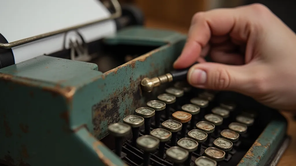 Hand scrubbing rust from a typewriter carriage rail