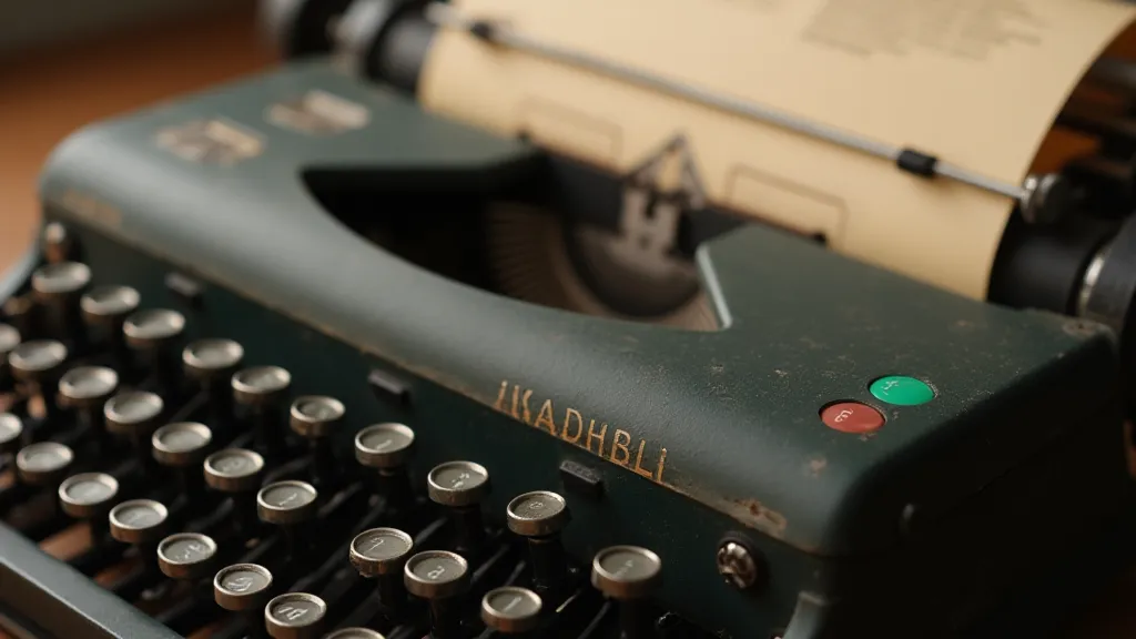 Vintage typewriter covered with a protective dust cover
