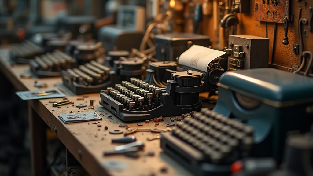 Typewriter repair shop workbench