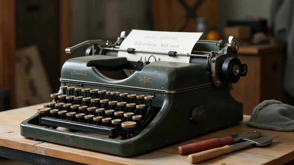 Vintage typewriter on a workbench