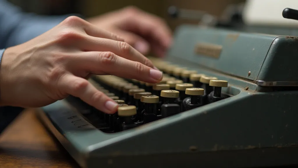 Hand typing on a vintage typewriter