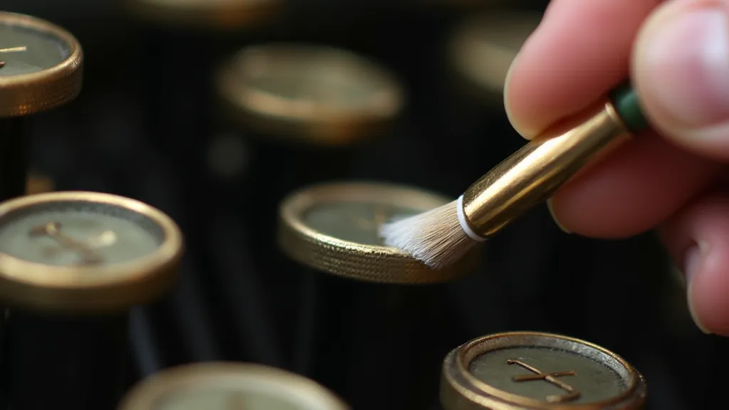 A vintage Underwood typewriter key being cleaned.